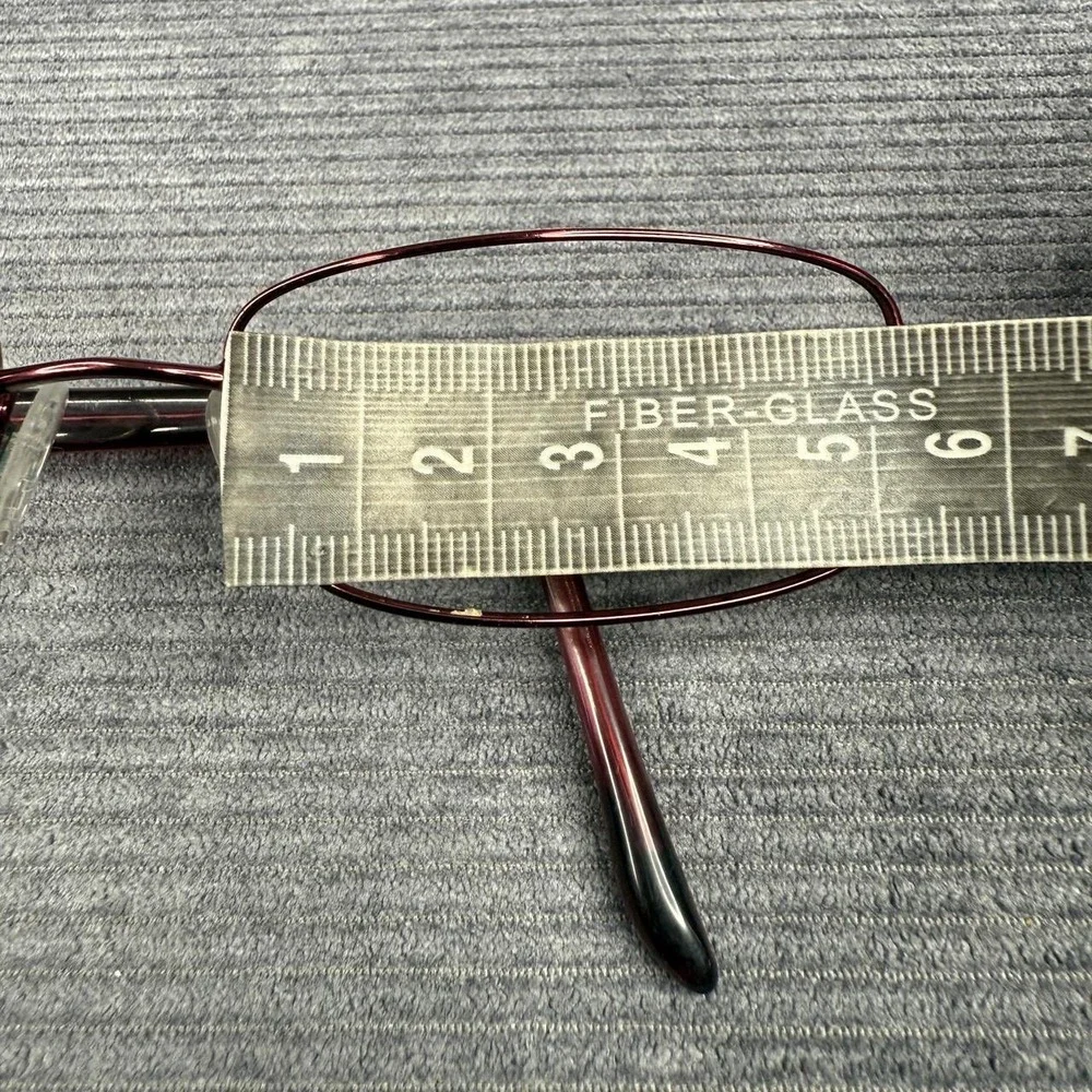 Revlon Burgundy Rectangular Eyeglass Frames Crystal Logo Accents Wine Red Metal